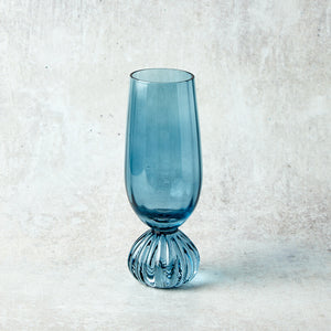 Bloomingville PLEATED FOOTED CHAMPAGNE GLASS Blue