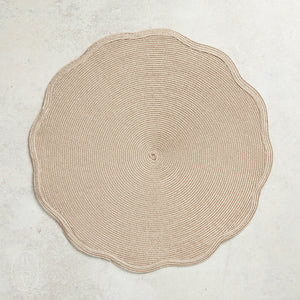 Deborah Rhodes SCALLOP ROUND TWO TONE PLACEMAT Ivory Dust