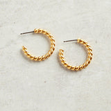 Virtue TWISTED ROPE HUGGIE EARRINGS Gold Medium
