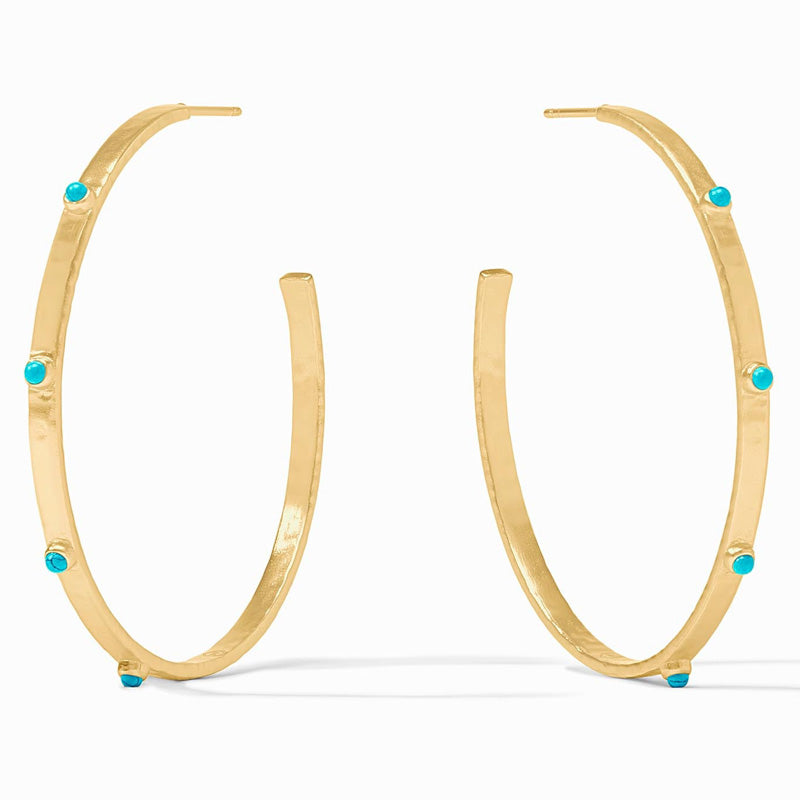 Julie Vos CRESCENT STONE HOOP EARRINGS