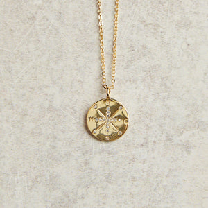 Elyssa Bass Designs PAVE CZ COMPASS DISC NECKLACE Gold