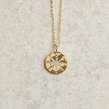 Elyssa Bass Designs PAVE CZ COMPASS DISC NECKLACE Gold