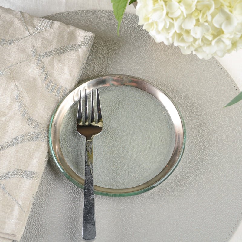 Annieglass ROMAN ANTIQUE APPETIZER PLATE Platinum 6