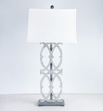 Ferro Designs IRON CATHEDRAL LAMP WITH IRON BASE White Pewter 17 Rectangle Shade