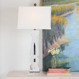 Ferro Designs FLAT BALUSTER WOOD LAMP WITH ACRYLIC BASE White 36" 17" W Rectangle