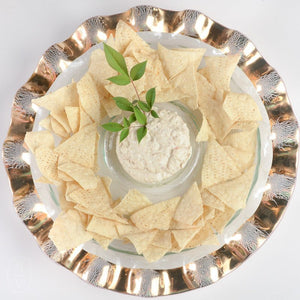 Annieglass RUFFLE ROUND CHIP AND DIP SERVER Gold 14.75
