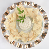Annieglass RUFFLE ROUND CHIP AND DIP SERVER Gold 14.75