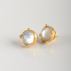 Julie Vos HONEY STUD EARRINGS Iridescent Clear Crystal