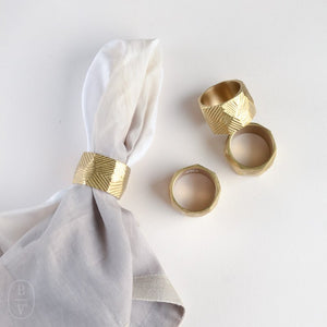 Blue Pheasant GIAN GOLD ABSTRACT NAPKIN RING BOXED SET OF 4 Brass