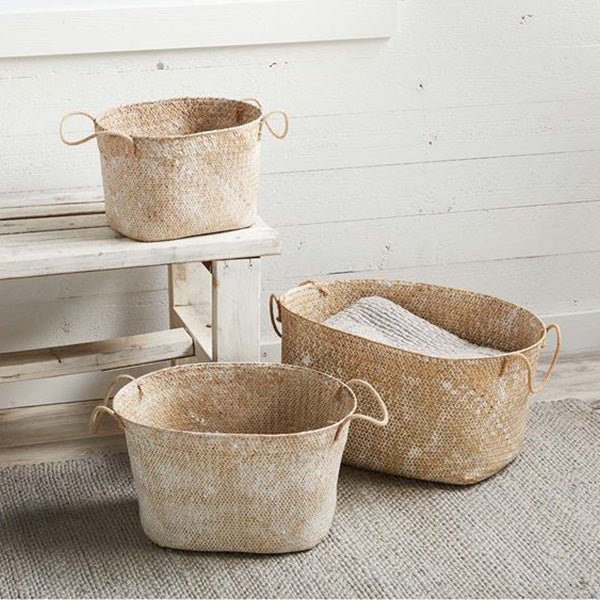 Mudpie WHITE WASH SEAGRASS BASKET