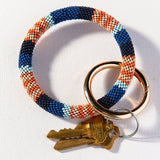 Ink and Alloy CHLOE SEED BEAD KEY RING Lapis Stripe