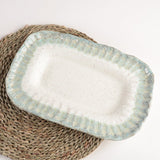Etta B Pottery CRIMPED EDGE RECTANGLE PLATTER Hydrangea
