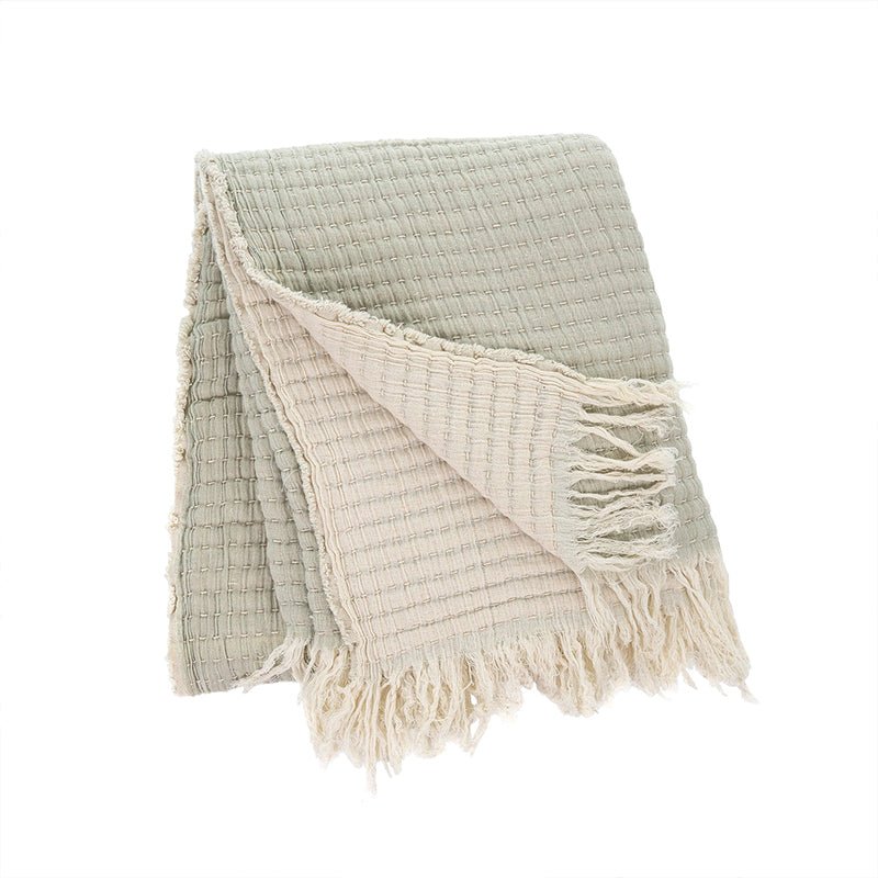 Indaba Trading KANTHA STITCH THROW Lichen
