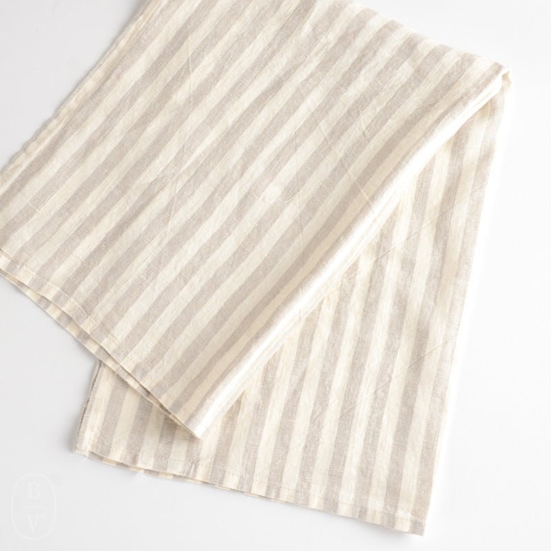 LinenCasa STONEWASHED STRIPES LINEN HAND TOWEL Grey White Medium Stripe