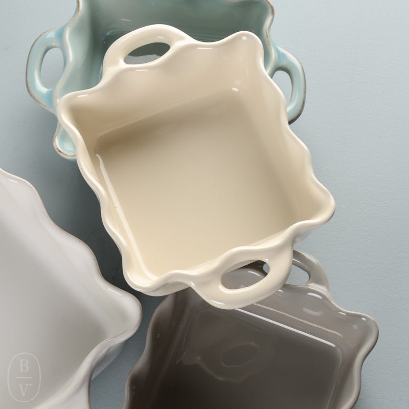 Casafina by Costa Nova RUFFLED SQUARE BAKER Cream