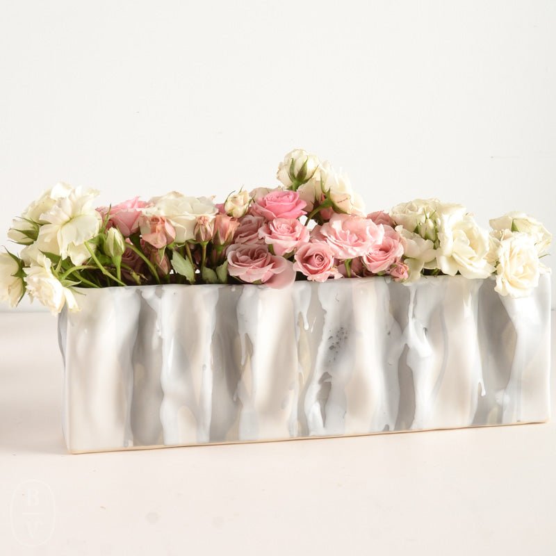 Alex Marshall Studios RECTANGLE RIPPLE VASE Grey_White Stripe Short