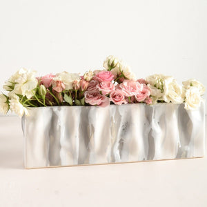Alex Marshall Studios RECTANGLE RIPPLE VASE Grey_White Stripe Short
