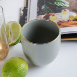 Blush and Bough STONEWARE GOLD RIM STEMLESS CUP Artichoke