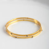 Julie Vos CRESCENT BANGLE BRACELET Gold Obsidian Black