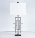 Ferro Designs IRON GEOMETRIC LAMP WITH IRON BASE Gray Dark Iron 14 Rectangle Shade
