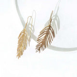 Ink and Alloy PALM LEAF DROP EARRINGS Brass