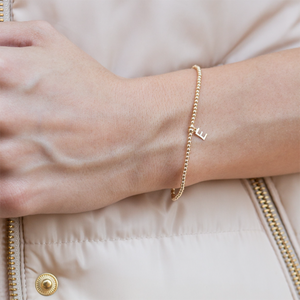 eNewton Design RESPECT GOLD INITIAL CHARM BEAD BRACELET