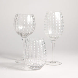 Zodax WHITE DOTS STEMLESS WINE GLASS