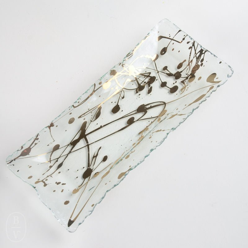 Annieglass JAXSON APPETIZER TRAY Gold 13.25 x 5.75