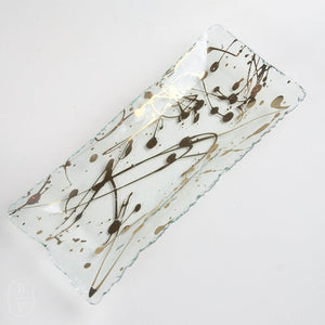 Annieglass JAXSON APPETIZER TRAY Gold 13.25 x 5.75