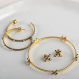 Julie Vos CRESCENT STONE HOOP EARRINGS