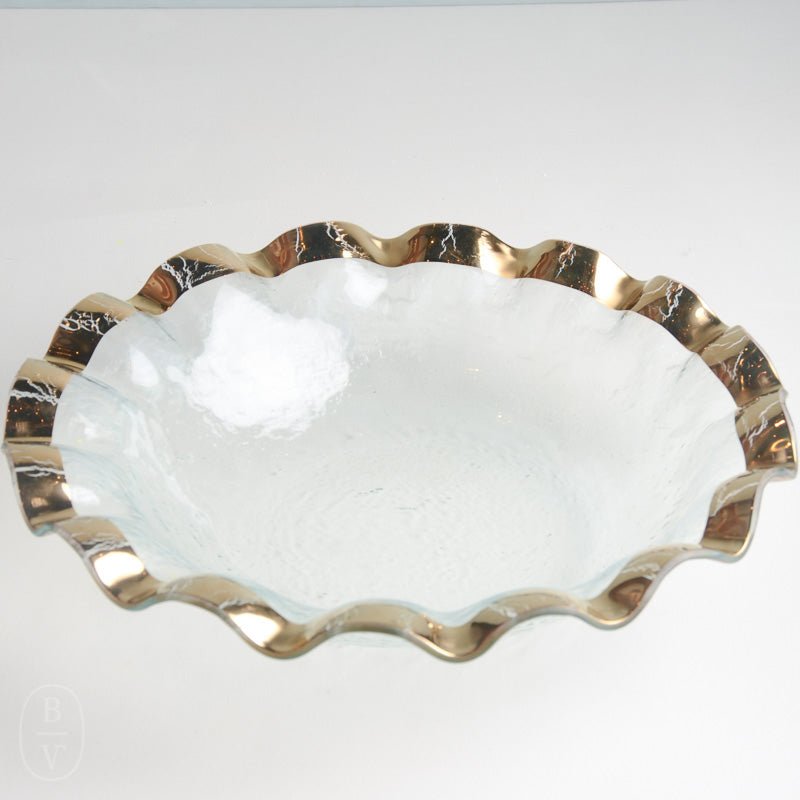 Annieglass RUFFLE LARGE SALAD BOWL Gold 15
