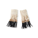 Ink and Alloy COLORBLOCK SHORT LUXE FRINGE POST EARRINGS Ivory_Gold_Black
