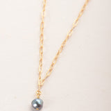 Virtue GOLD PAPERCLIP CHAIN MINI PEARL NECKLACE Peacock 16