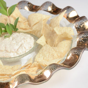 Annieglass RUFFLE ROUND CHIP AND DIP SERVER