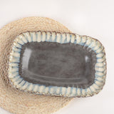 Etta B Pottery CRIMPED EDGE RECTANGLE PLATTER Gray