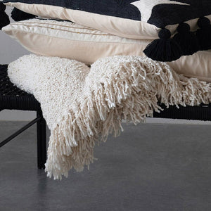 Creative Co-op COTTON BLEND FRINGE BOUCLE THROW