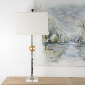Ferro Designs IRON GOLD LEAF BALL LAMP WITH ACRYLIC BASE White 33H 16 Rectangle Shade