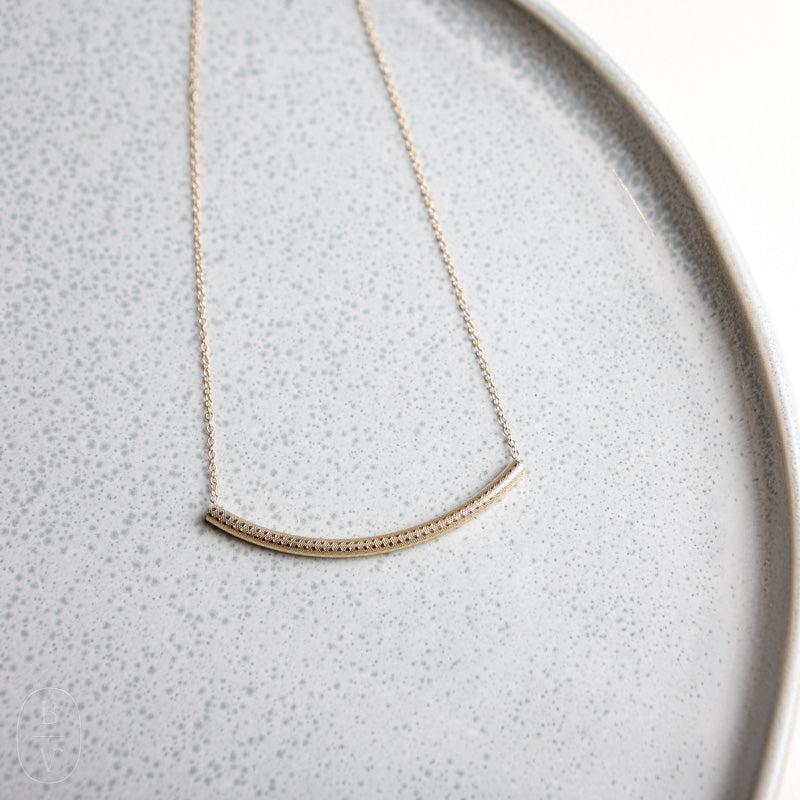 eNewton Design BLISS BAR NECKLACE Gold 16" Textured