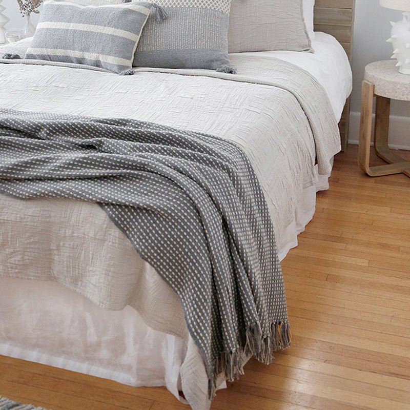 Pom Pom At Home JASPER OVERSIZED THROW BLANKET Blue Grey 60x90