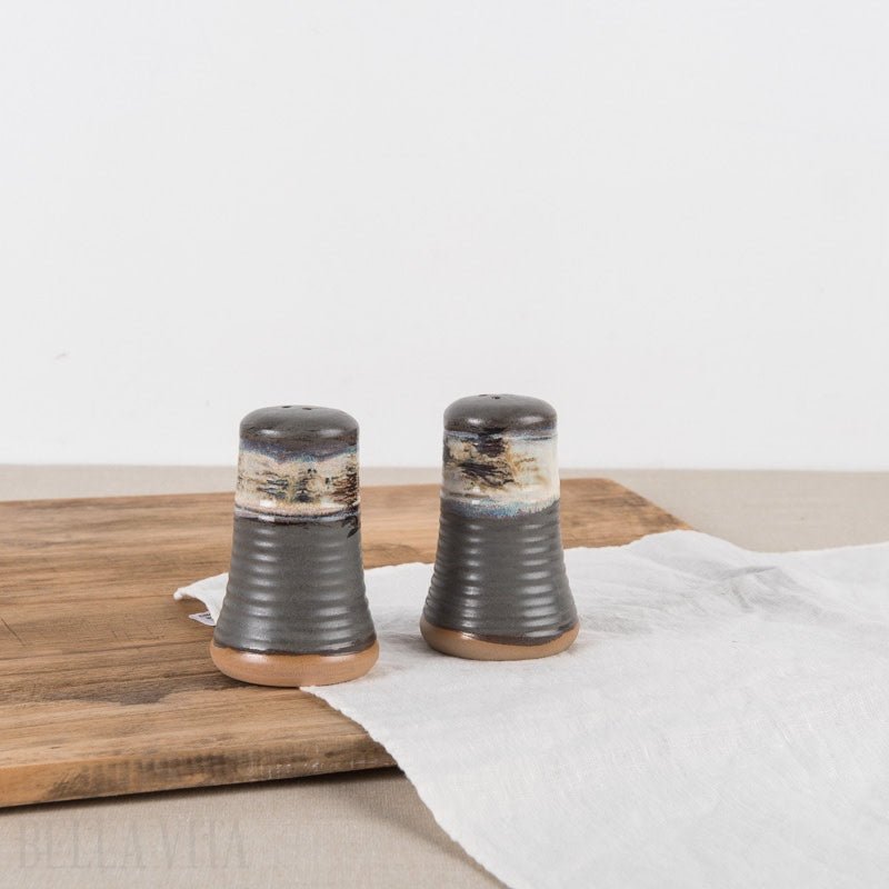 Etta B Pottery SALT AND PEPPER SET Gray