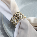 Blue Pheasant KEON CHAIN BRASS NAPKIN RING BOXED SET OF 4 Tarnished Silver