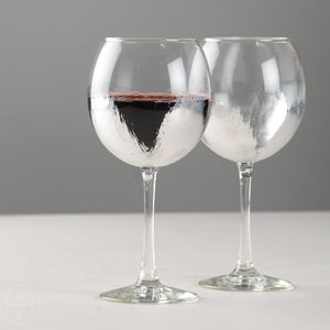 Elm Design HAND PAINTED SILVER LEAF STEMMED RED WINE GLASS