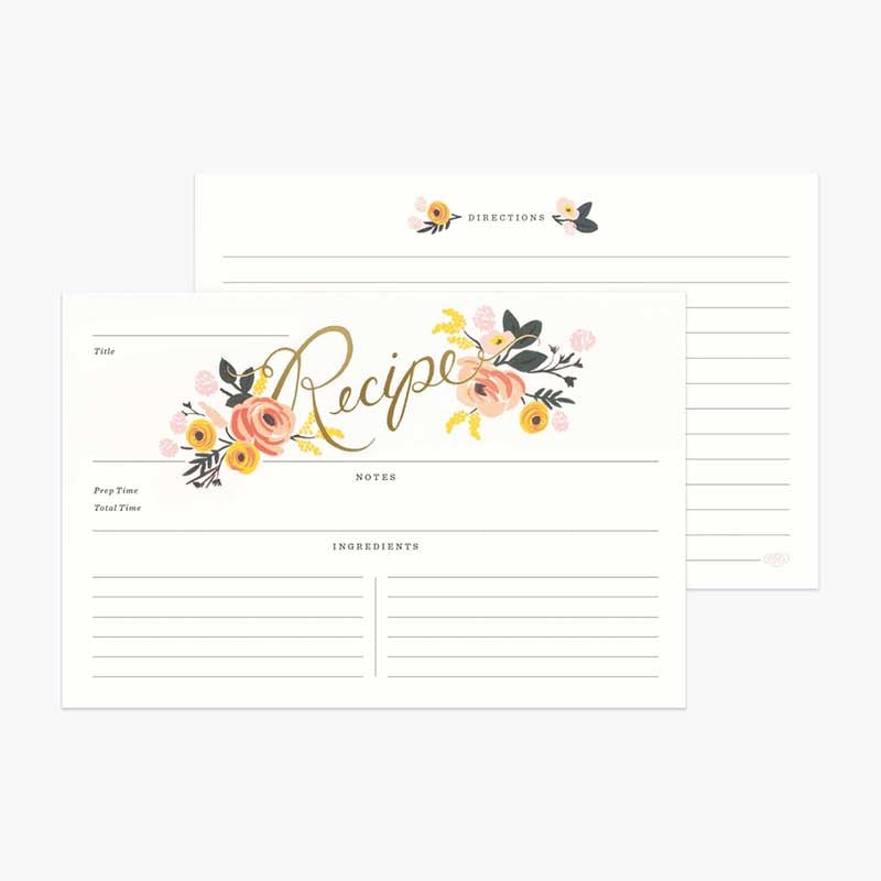 Rifle Paper Co RECIPE CARDS Peony