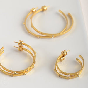 Julie Vos CRESCENT STONE HOOP EARRINGS Gold Cubic Zirconia