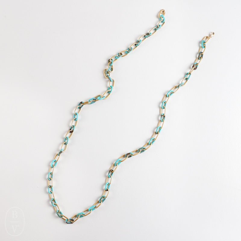 CV Designs TURQUOISE ENAMEL LINK NECKLACE