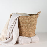 Creative Co-op HANDWOVEN SEAGRASS BASKET WITH HANDLES Large