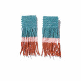 Ink and Alloy COLORBLOCK SHORT LUXE FRINGE POST EARRINGS Teal_Blush_Rust