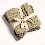 Creative Co-op COTTON WAFFLE WEAVE DISH CLOTH SET Moss Taupe