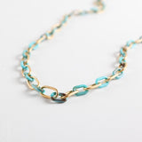 CV Designs TURQUOISE ENAMEL LINK NECKLACE