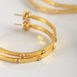 Julie Vos CRESCENT STONE HOOP EARRINGS